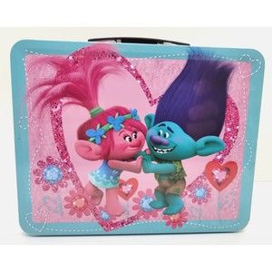Trolls Metal Lunch Box -  Pre-owned -Very Colorful- Closes Tight